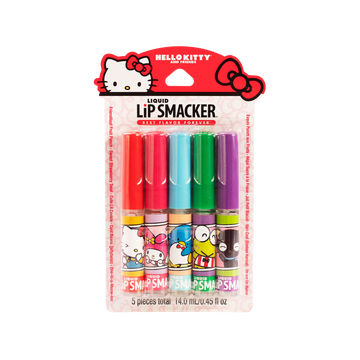 Lip Smacker | Hello Kitty and Friends 5-Piece Liquid Gloss Party Pack | Products in packaging, front facing, white background