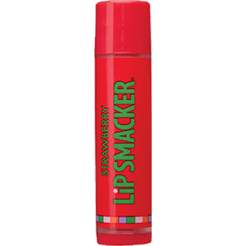 Lip Smacker | Strawberry Lip Balm - product front facing with cap fastened, with no background