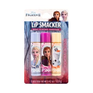 Lip Smacker | Frozen II Lip Balm Trio  - products front facing, carded, with white background