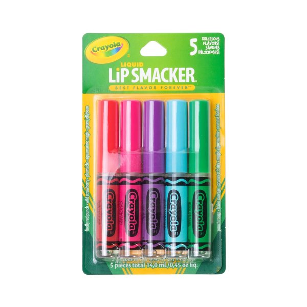 Lip Smacker | Crayola Liquid Party Pack - Products front facing with cap fastended carded, with no background
