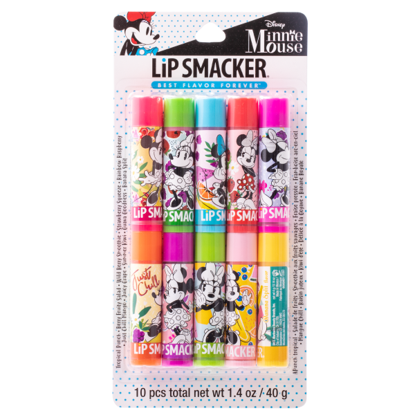Disney Minnie Mouse 10 Piece Lip Balm Party Pack | Lip Smacker | Product front facing carded, with no background
