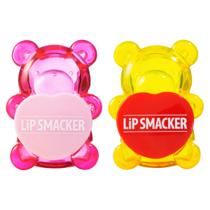 BFF Sugar Bear Lip Balm Duo- Pink & Yellow | Lip Smacker | Product front facing caps fastened, with no background