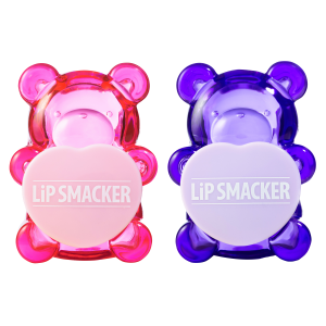 BFF Sugar Bear Lip Balm Duo- Pink & Purple | Lip Smacker | Product front facing cap fastened, with no background
