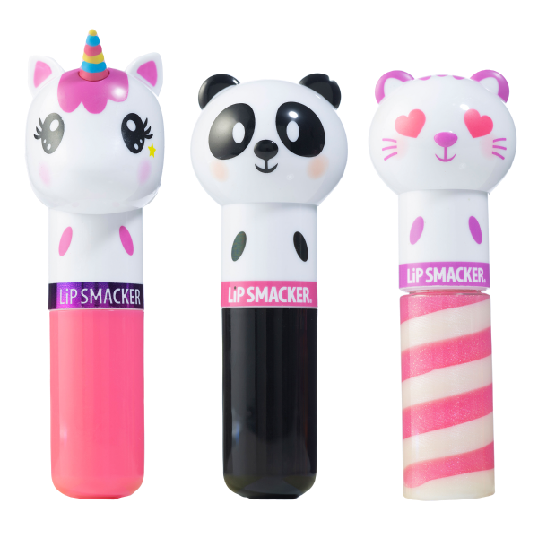 Lippy Pals 3 Pack Lip Kit- Unicorn / Panda / Kitten | Lip Smacker | Product front facing cap fastened, with no background