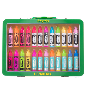 Lip Smacker | Crayola 24 - Piece Lip Balm Vault - Product front facing in case, with no background