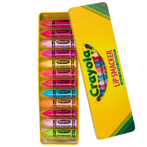 Lip Smacker | 12 Piece Crayola Lip Balm Vault | Product front facing lid open, with no background