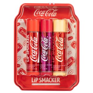 Lip Smacker | Coca-Cola Lip Balm Tin Trio | Products in packaging, front facing, white background