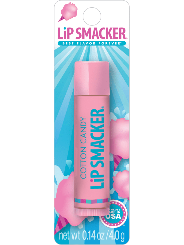 Lip Smacker | Cotton Candy  - product front facing with cap fastened, carded rendering, with no background