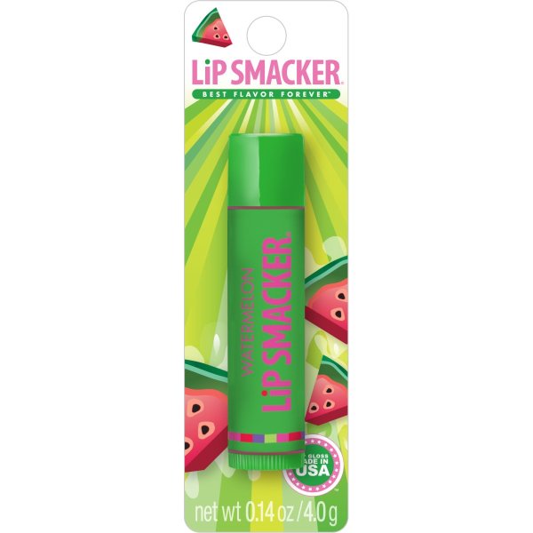 Lip Smacker | Watermelon Lip Balm - product front facing carded with cap fastened, with no background