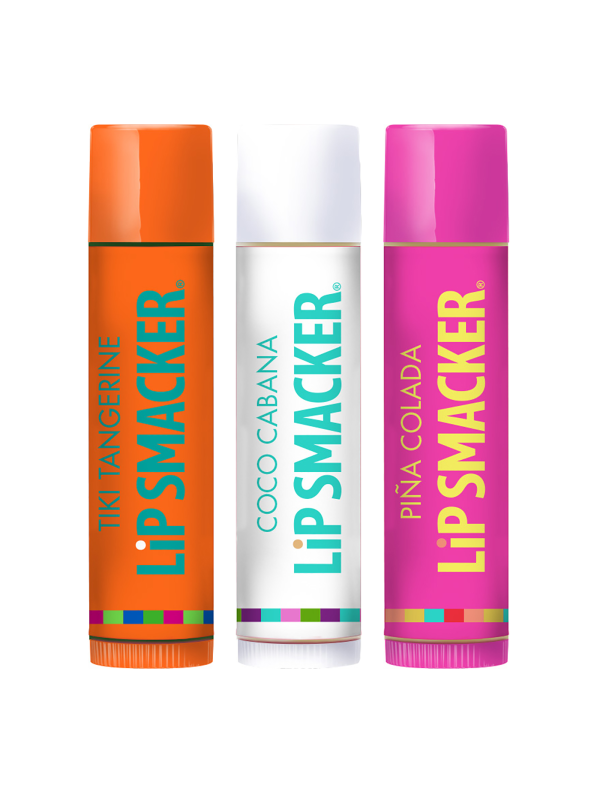 Lip Smacker | Tropical Fever Trio - products front facing with cap fastened, with white background