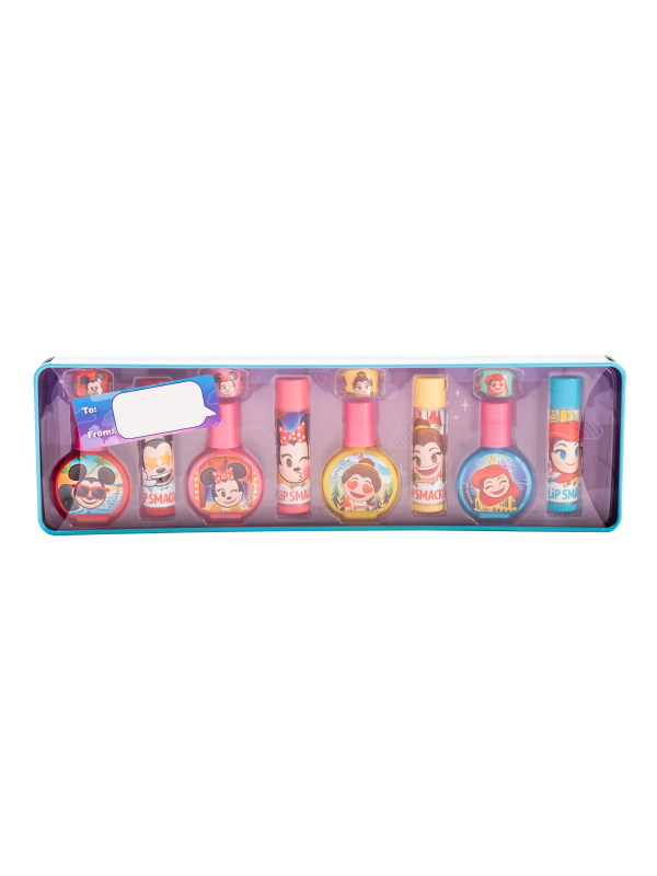 Lip Smacker | Disney Lip & Nail Tin - Emoji - products front facing in open tin, with no background