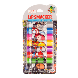 Lip Smacker | Marvel Avenger Party Pack - products front facing with cap fastened, carded, with no background
