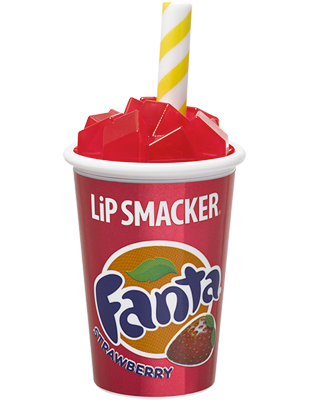 Lip Smacker | Fanta Strawberry Cup Lip Balm - product front facing with cap fastened, with no background