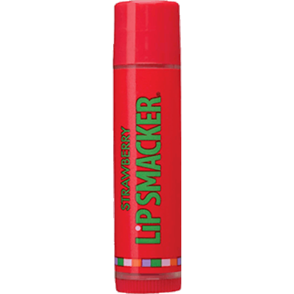 Lip Smacker | Strawberry Lip Balm - product front facing with cap fastened, with no background