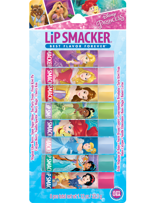 Lip Smacker | Disney Princess Lip Balm Party Pack - products front facing carded, rendering, with no background