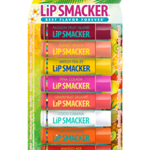 Lip Smacker | Tropical Fever Lip Balm Party Pack - products front facing carded, rendering, with no background
